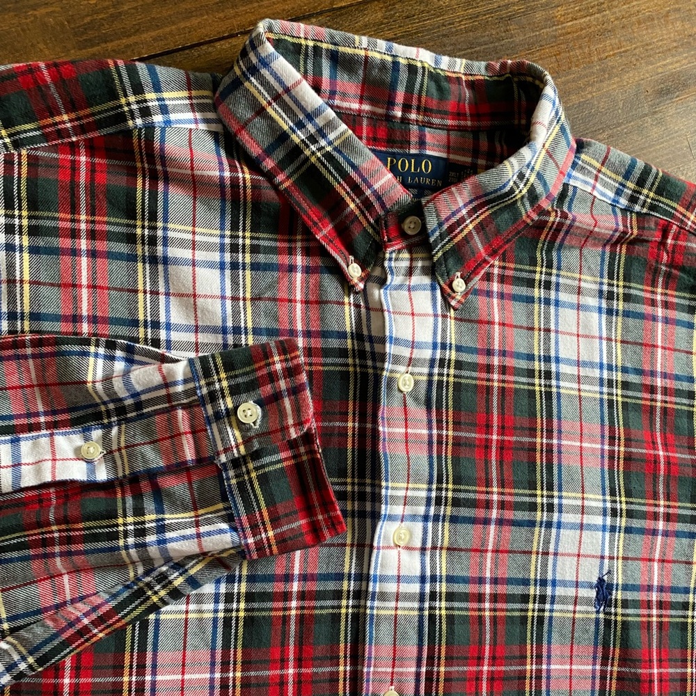 Polo Ralph Lauren Performance Long Sleeve Button Down Shirt 2XLT Preppy Holiday